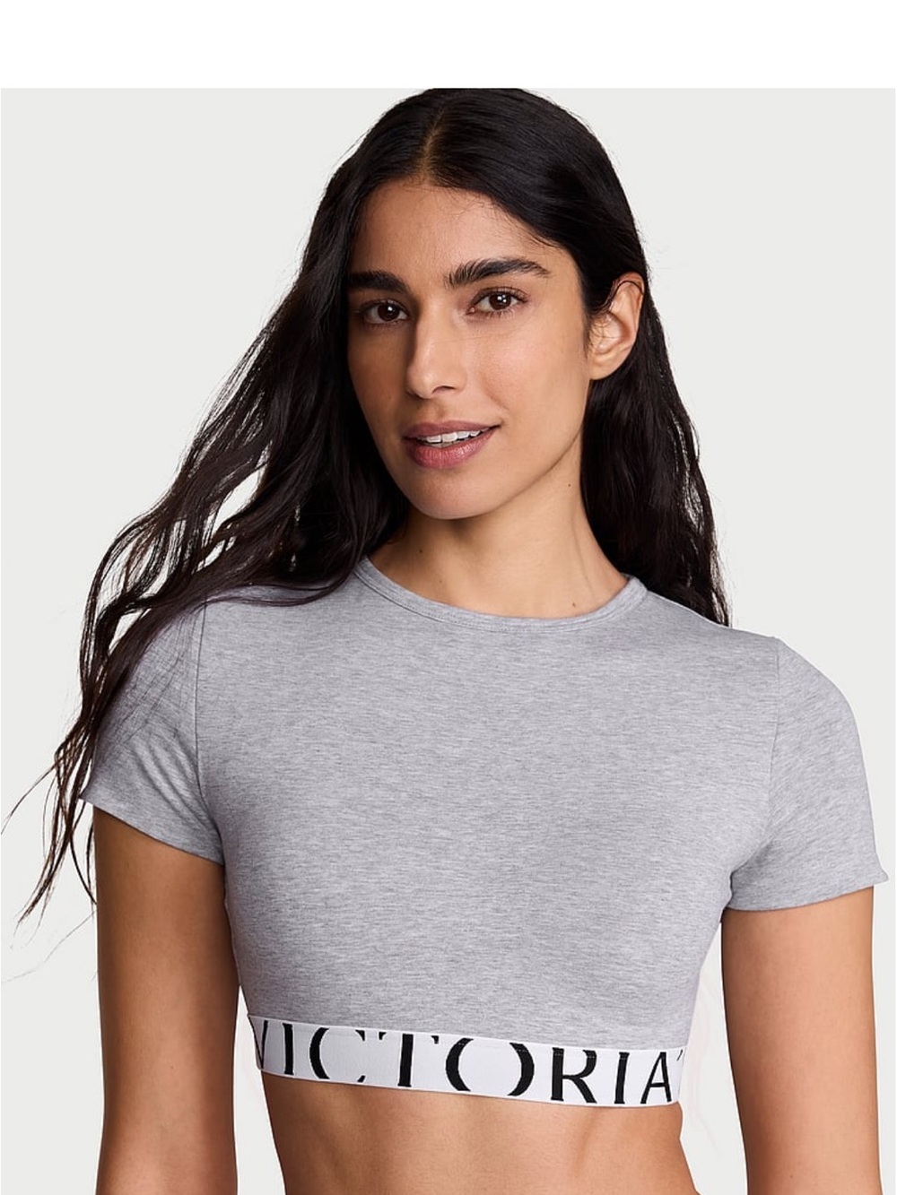 Victoria's Secret Gray Branded Crop Tee